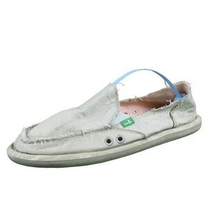 Sanuk Women's Polka Dot Loafer Beige Fabric Sz 8 Medium ‎ Used 2025